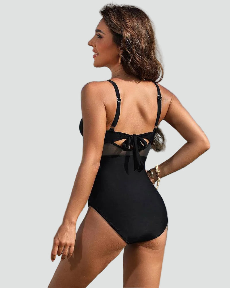 Costume da bagno intero modellante da donna con rete | Ideale per l'estate