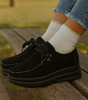 Mocassino Confort con Lacci e Suola Platform in Camoscio per Donna