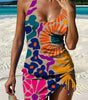 Tankini stampato grafico e pantaloncini per donna