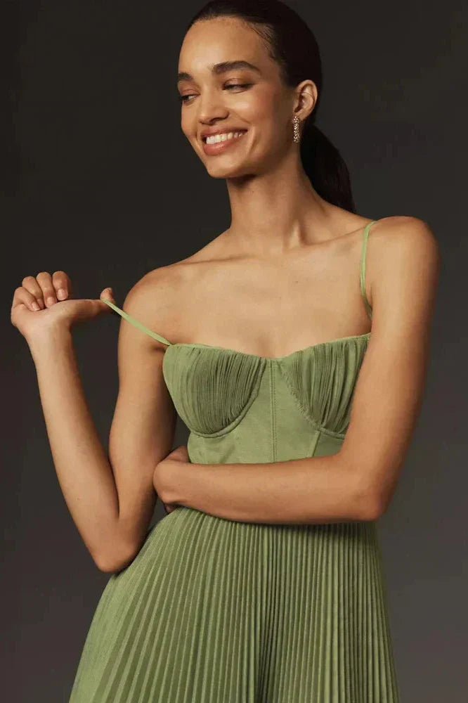 Vestito Midi Plissé con Spalline da Donna | Ideale per le Serate