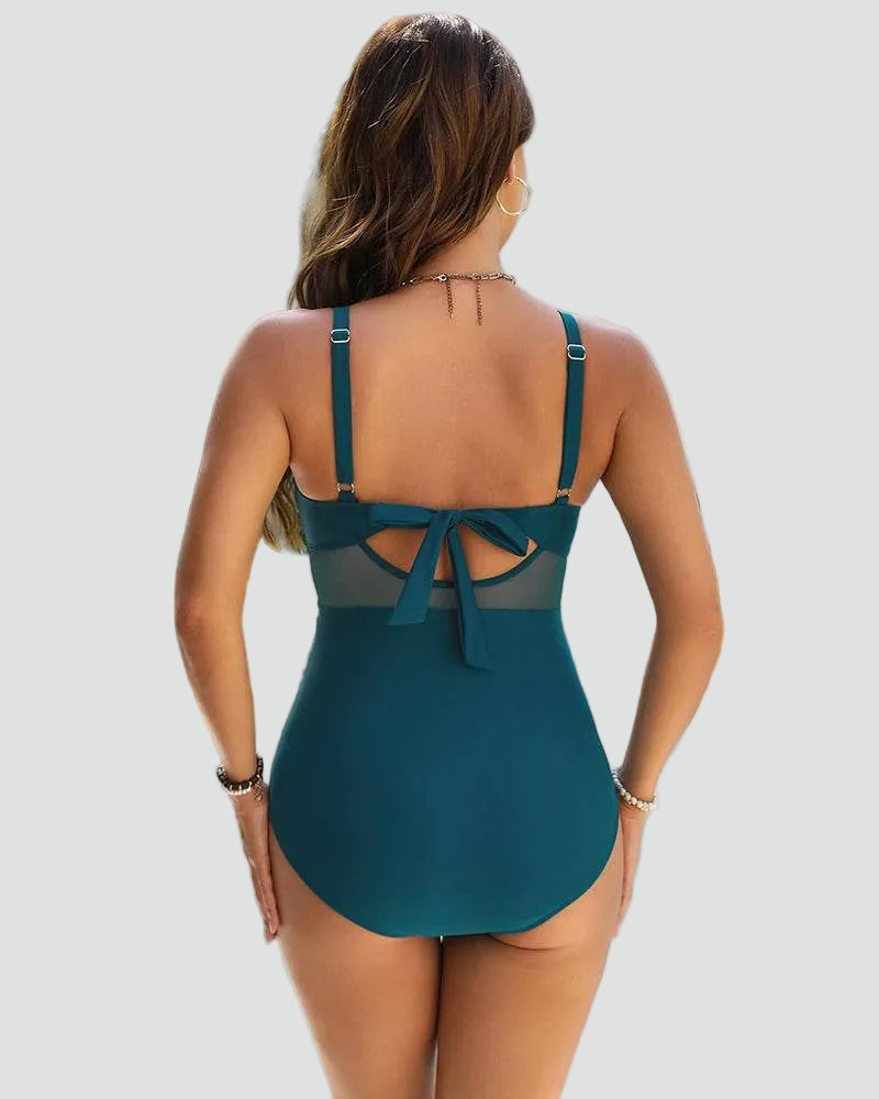 Costume da bagno intero modellante da donna con rete | Ideale per l'estate