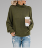 Maglione oversize in maglia con collo alto per donna