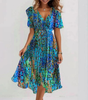 Robe Midi Évasée Col V pour Femmes