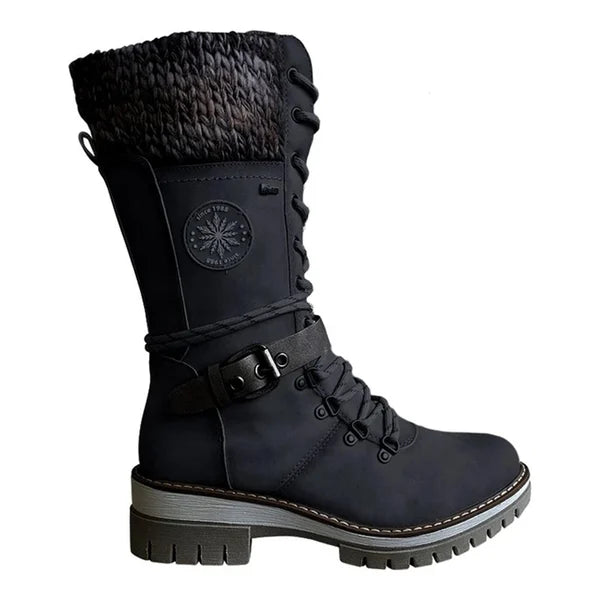 Stivaletto alto con lacci in similpelle per donna