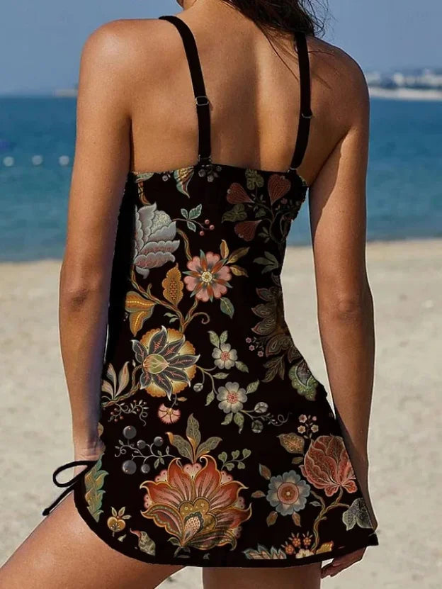 Tankini stampato grafico e pantaloncini per donna