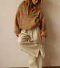 Pull chaud en polaire à motif floral pour femme
