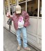 Giacca imbottita oversize floreale da donna