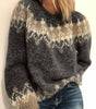 Maglione jacquard con collo tondo e taglio ampio per donna