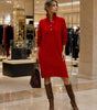 Vestito maglione dritto da donna con maniche lunghe in maglia e collo alto