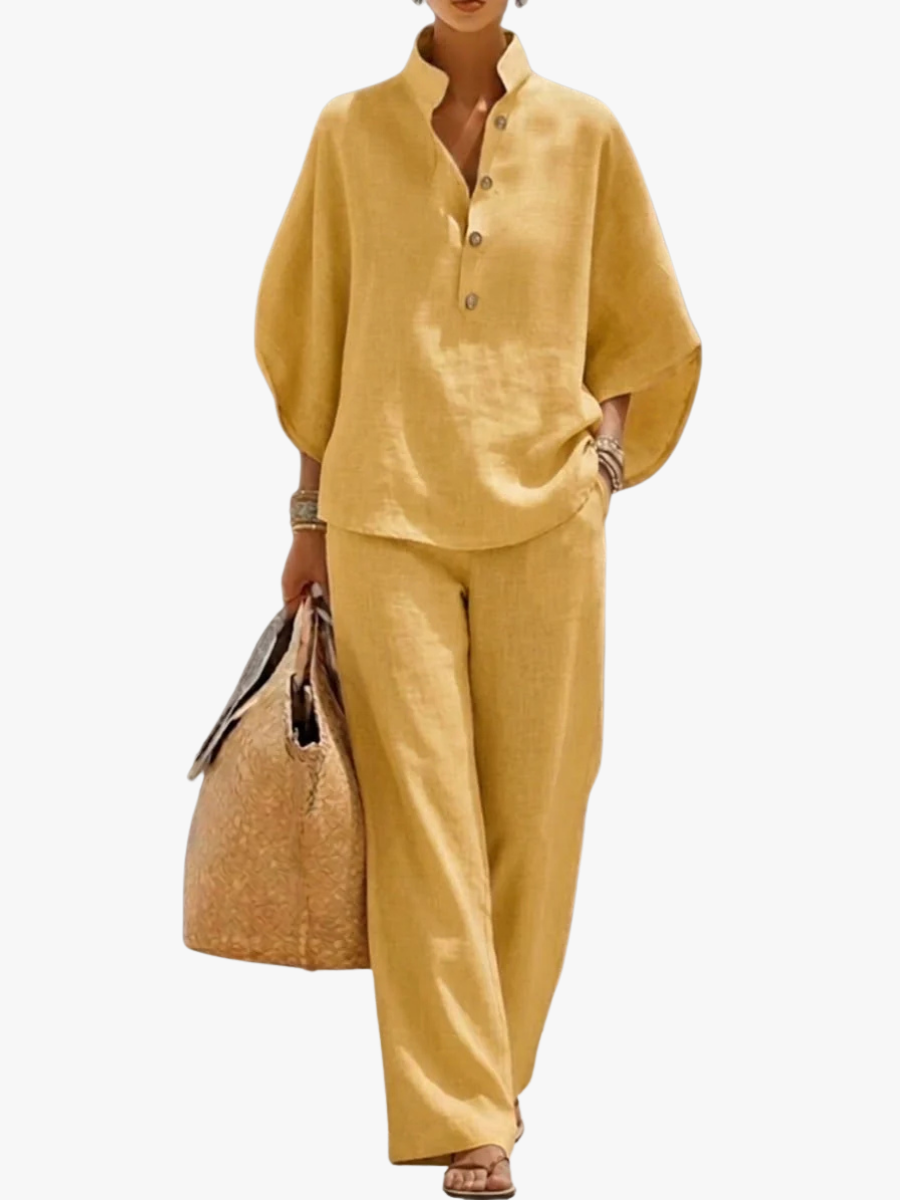 Completo casual da donna con pantaloni larghi | Ideale per l'estate