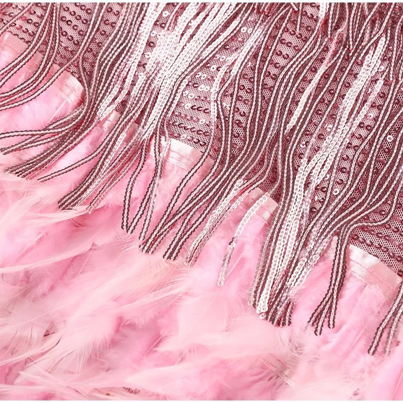 Robe Mini à Détails en Plumes pour Femmes