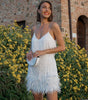 Robe Mini à Détails en Plumes pour Femmes