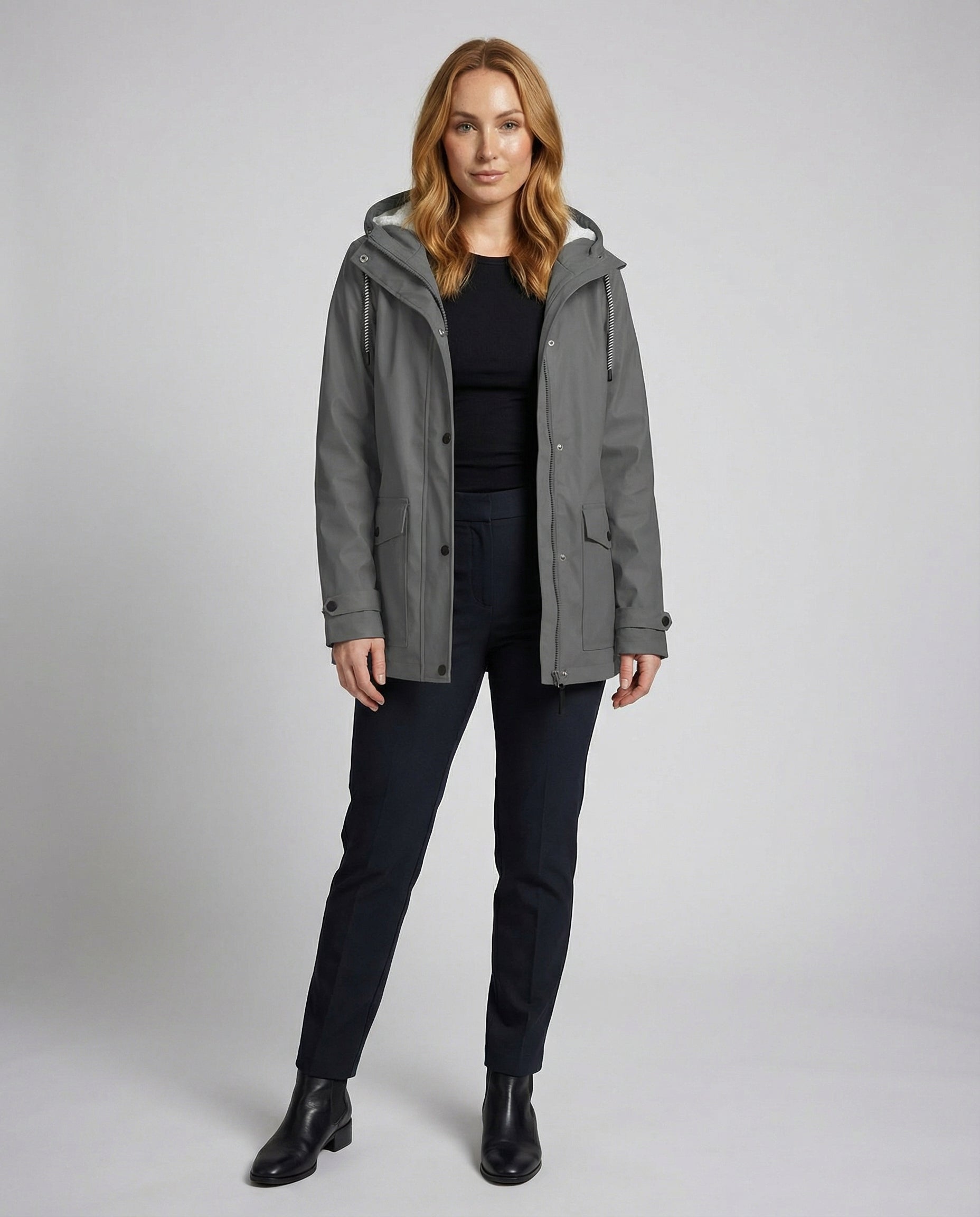Parka oversize con cappuccio e pelliccia ecologica da donna