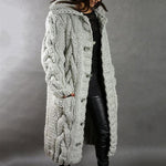 Gilet lungo con cappuccio in maglia grossa da donna