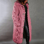 Gilet lungo con cappuccio in maglia grossa da donna