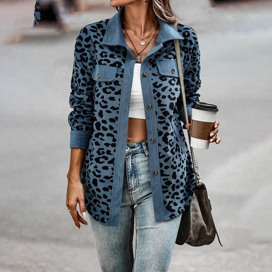 Veste Longue Imprimée Léopard pour Femmes