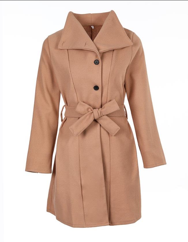 Manteau long femme avec ceinture