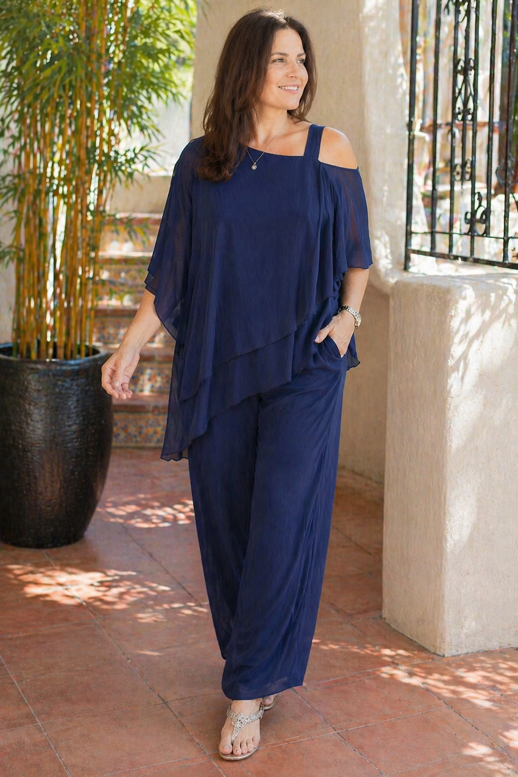 Elegante completo in chiffon da donna | Ideale per tutti i giorni