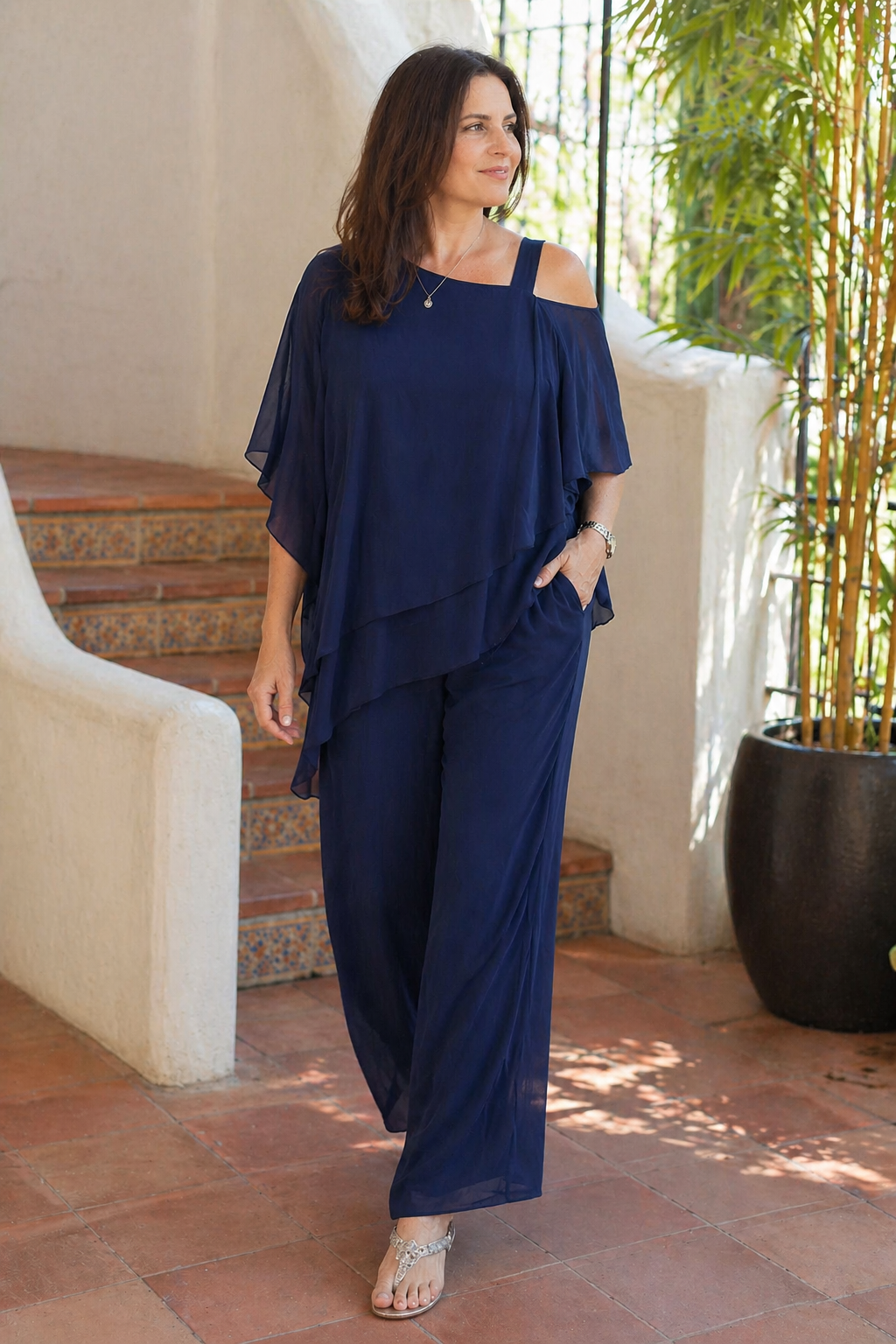 Elegante completo in chiffon da donna | Ideale per tutti i giorni