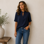 Blusa con scollo a V e dettaglio raffinato per donna