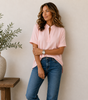 Blusa con scollo a V e dettaglio raffinato per donna