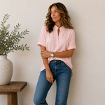Blusa con scollo a V e dettaglio raffinato per donna