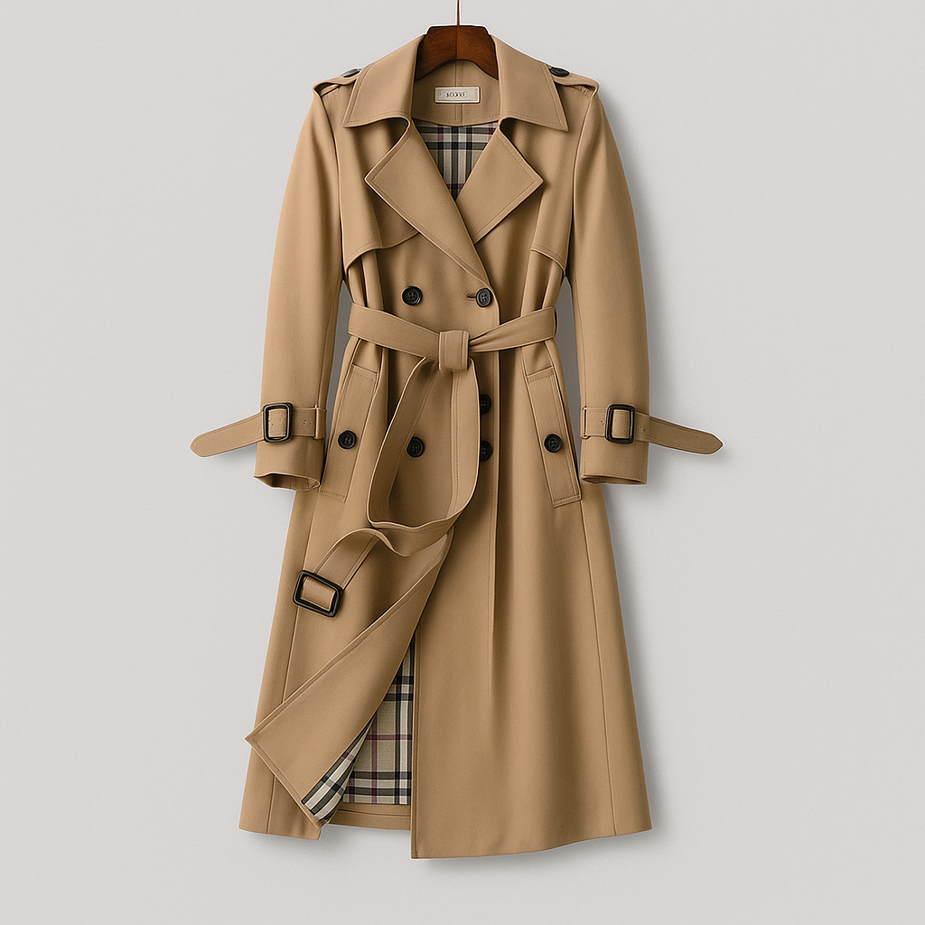 Trench coat lungo in cotone per donna