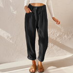 Pantaloni a vita alta in velluto a coste con taglio a carota per donna