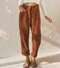Pantaloni a vita alta in velluto a coste con taglio a carota per donna