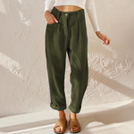 Pantaloni a vita alta in velluto a coste con taglio a carota per donna