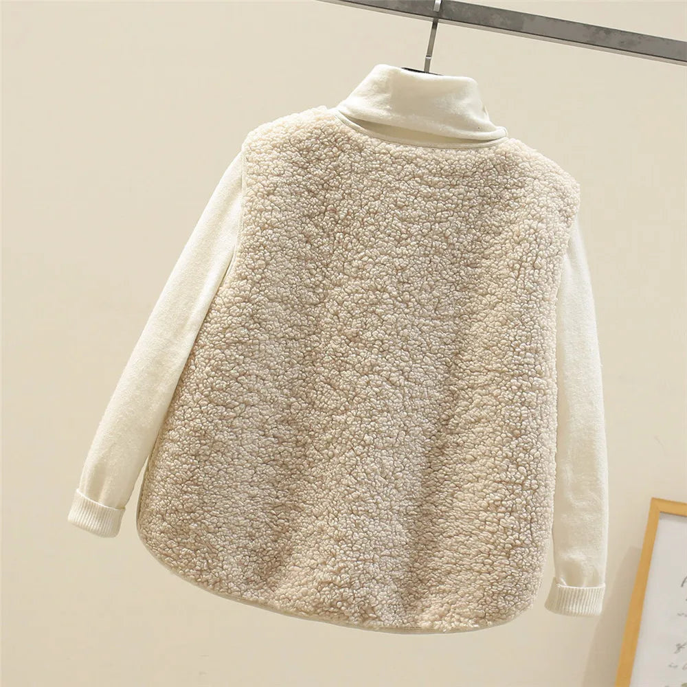 Gilet senza maniche in sherpa effetto pecora da donna