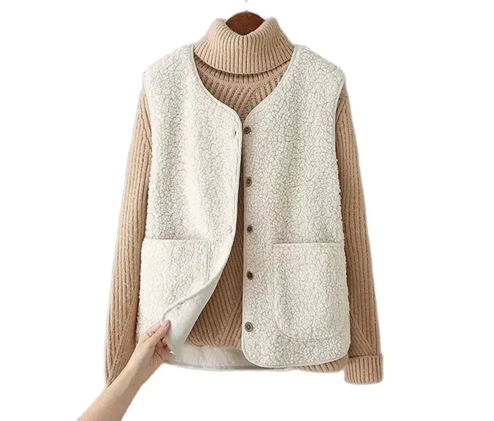 Gilet senza maniche in sherpa effetto pecora da donna