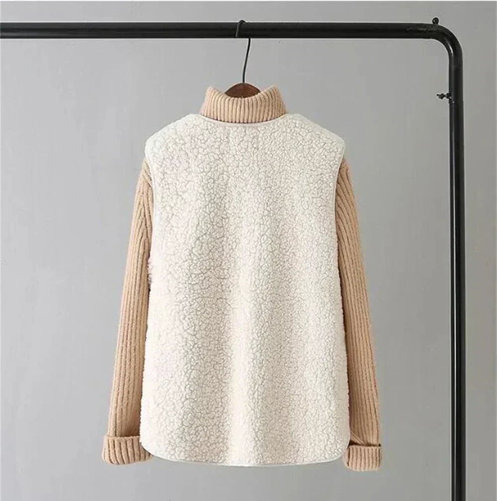 Gilet senza maniche in sherpa effetto pecora da donna