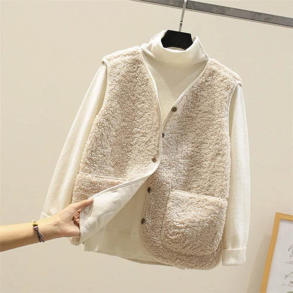 Gilet senza maniche in sherpa effetto pecora da donna