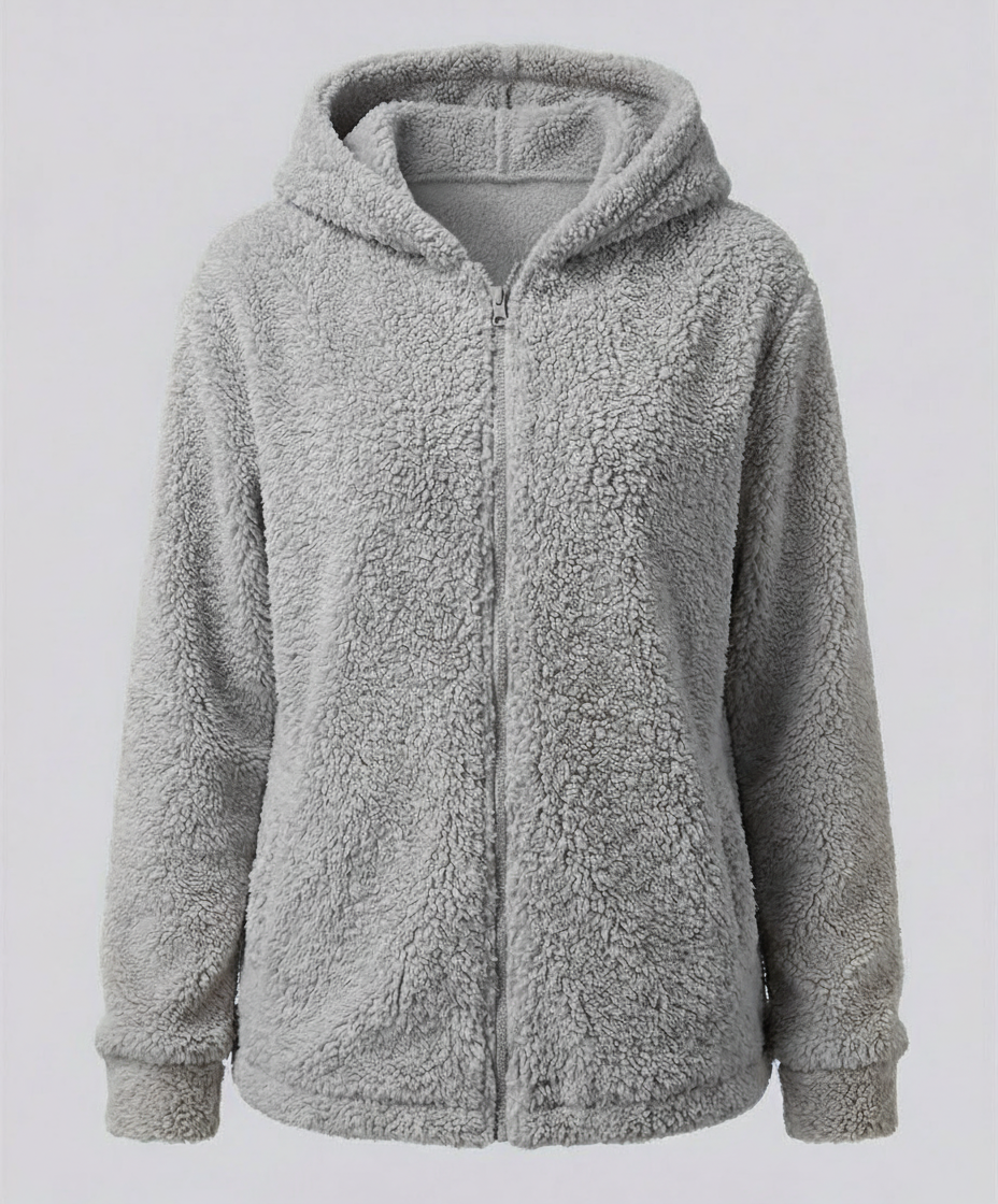 Felpa Teddy con Cappuccio in Pile da Donna