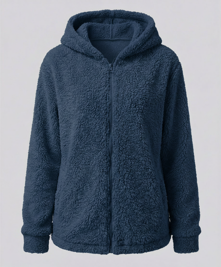 Felpa Teddy con Cappuccio in Pile da Donna