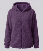 Felpa Teddy con Cappuccio in Pile da Donna