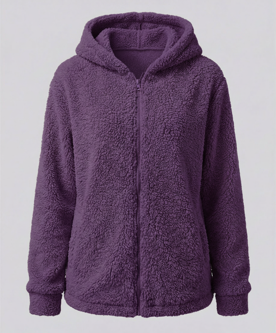 Felpa Teddy con Cappuccio in Pile da Donna