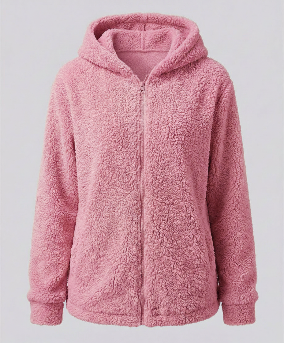 Felpa Teddy con Cappuccio in Pile da Donna