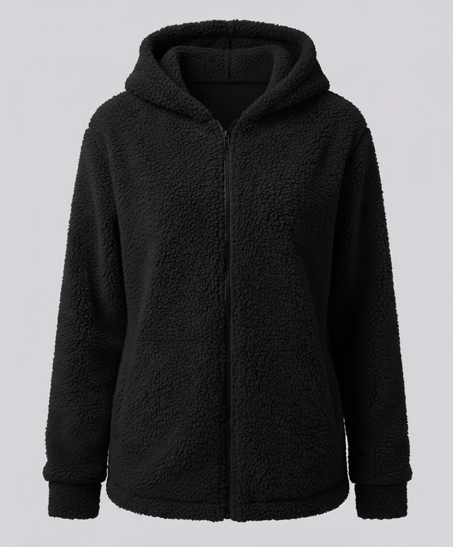 Felpa Teddy con Cappuccio in Pile da Donna