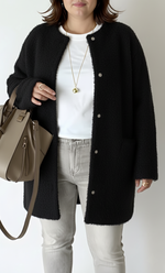 Cardigan lungo oversize in maglia con collo tondo da donna