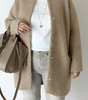 Cardigan lungo oversize in maglia con collo tondo da donna