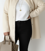 Cardigan lungo oversize in maglia con collo tondo da donna