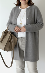 Cardigan lungo oversize in maglia con collo tondo da donna