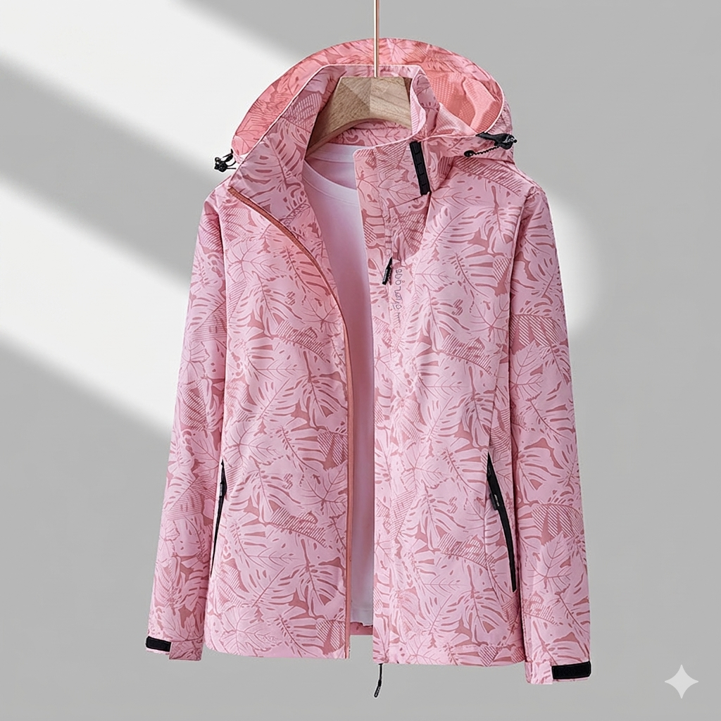 Giacca impermeabile antivento con cappuccio da donna