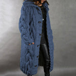 Gilet lungo con cappuccio in maglia grossa da donna