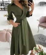 Abito midi elegante con maniche lunghe da donna | Ideale per occasioni speciali