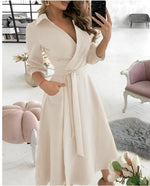 Abito midi elegante con maniche lunghe da donna | Ideale per occasioni speciali