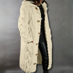 Gilet lungo con cappuccio in maglia grossa da donna