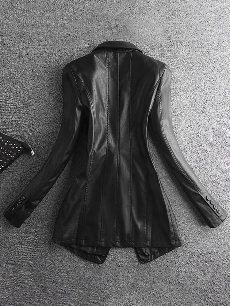Blazer en Cuir Élégant pour Femme